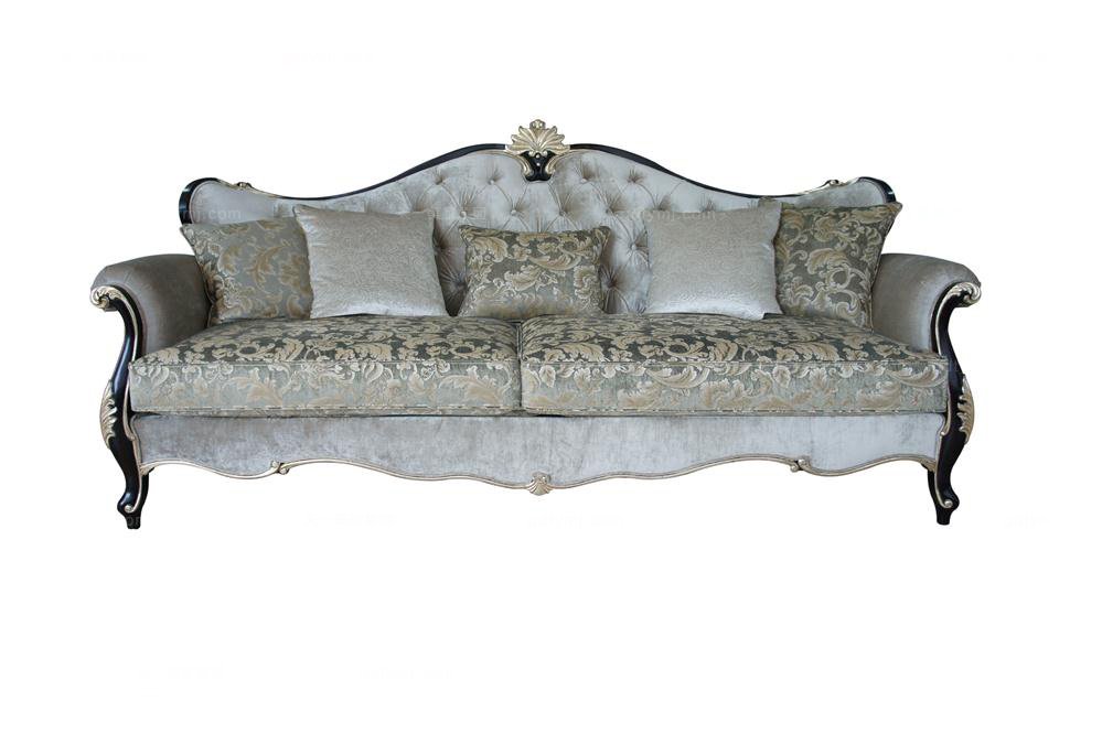 高端別墅法式布藝三位沙發