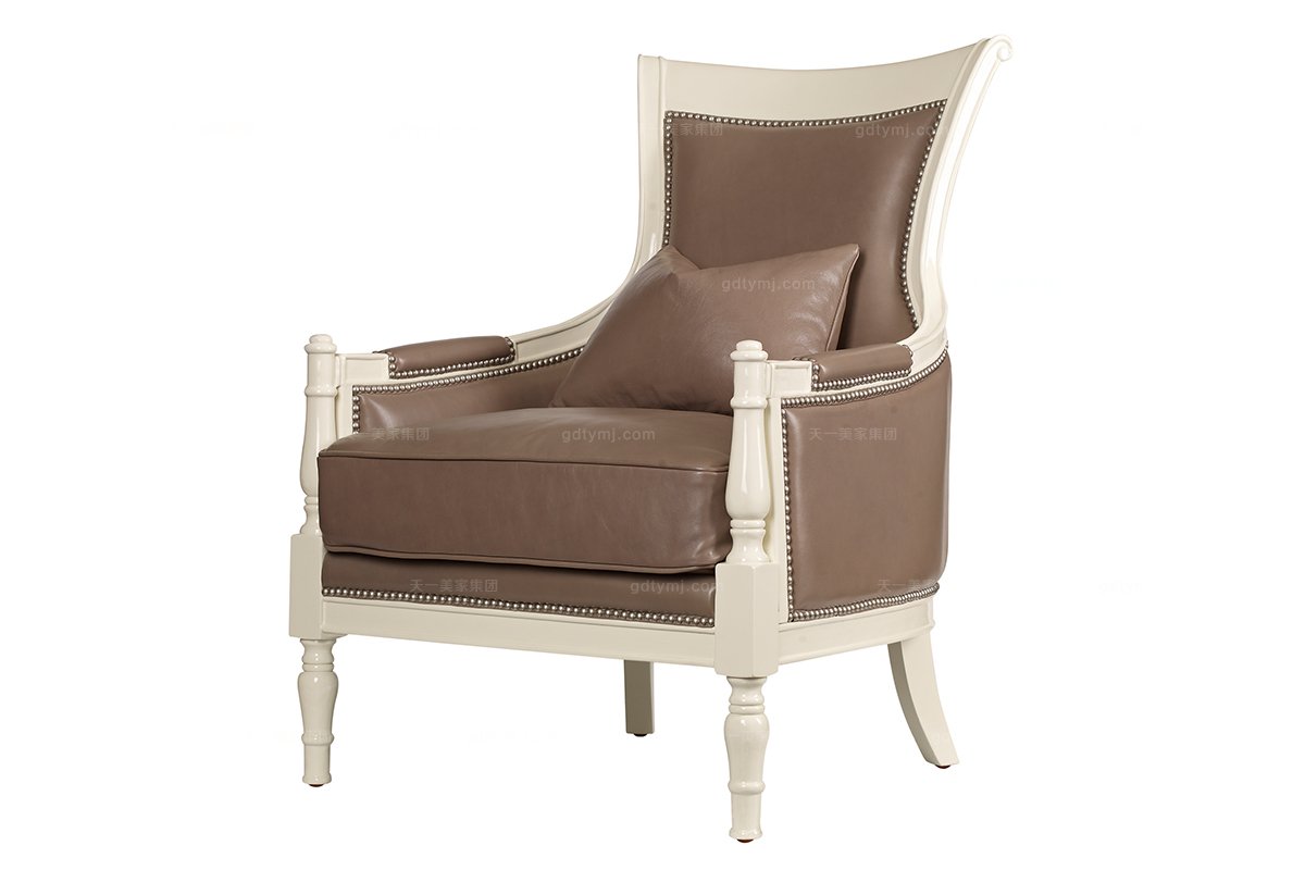 高端美式風格家具品牌灰色真皮休閑椅