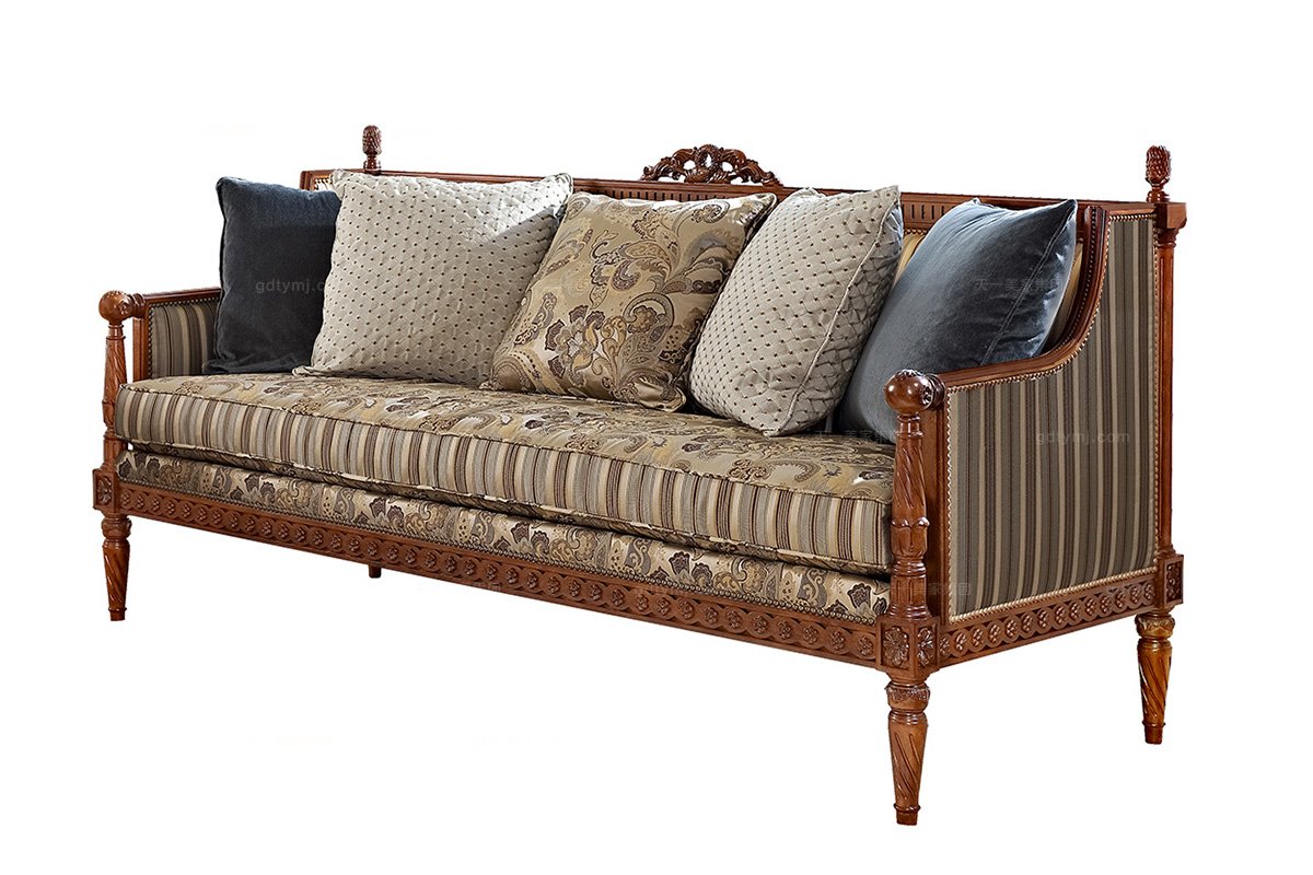 高端品牌美式布藝三位沙發