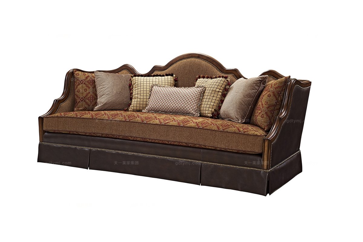 高端品牌美式布藝三位沙發