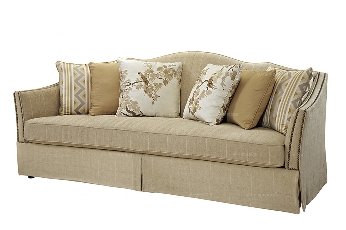 高端品牌美式布藝雙位沙發