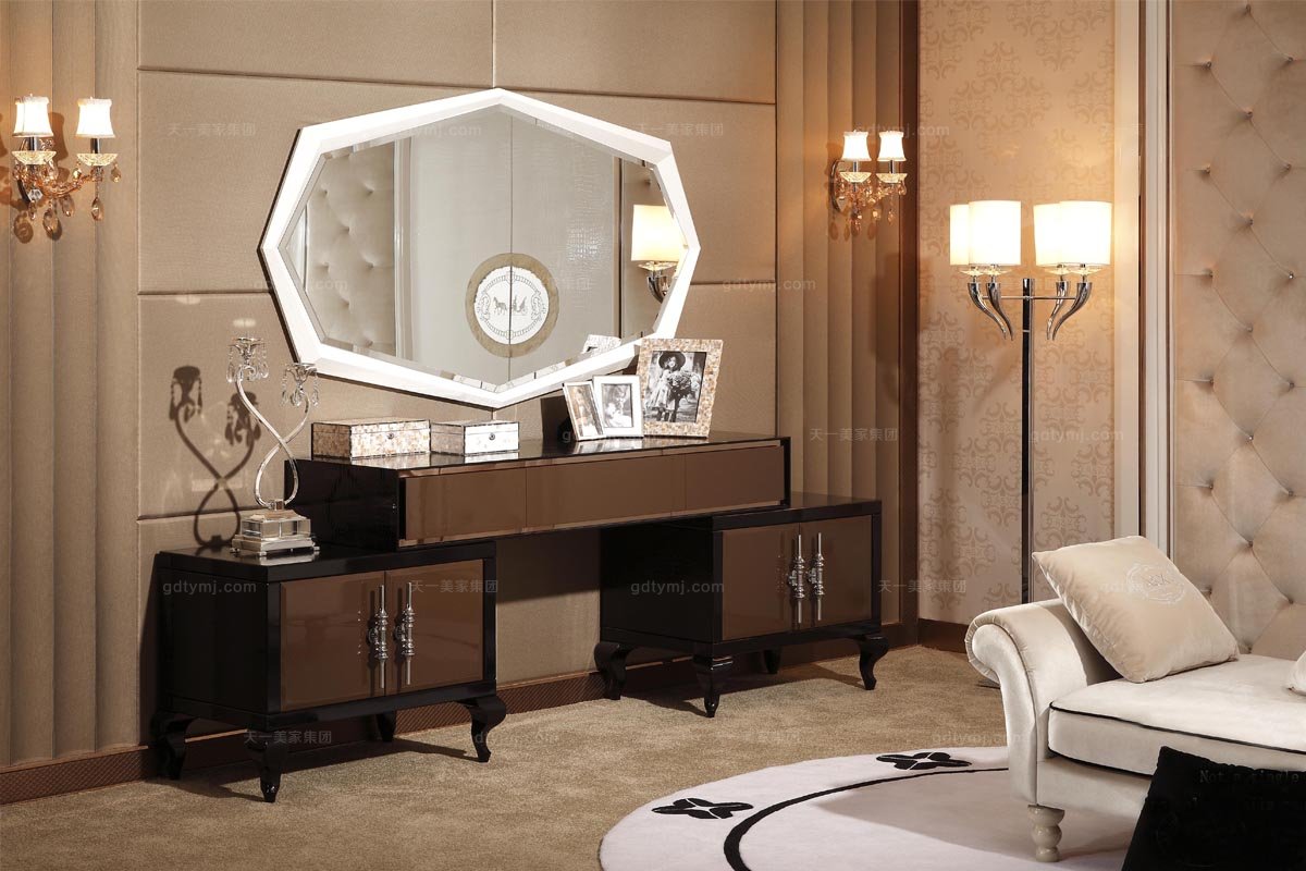 高端別墅后現代黑色妝臺