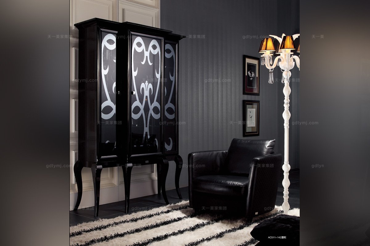 高端時尚后現代黑色書柜