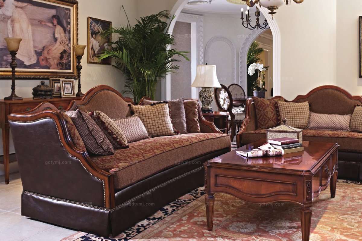 高端家具美式布藝三位沙發