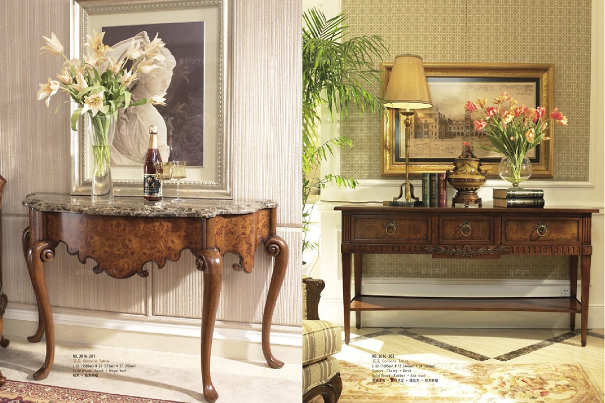 高端實木家具美式露木色玄關