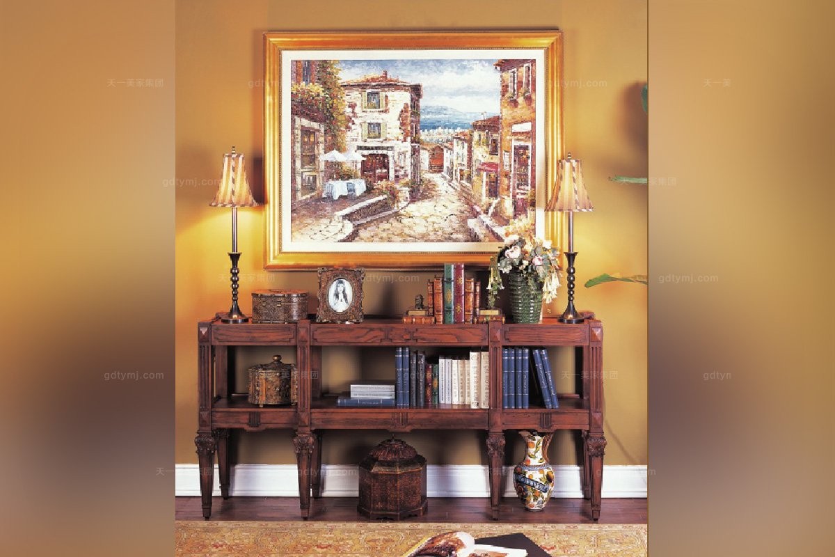 高端實(shí)木家具美式露木色書(shū)架