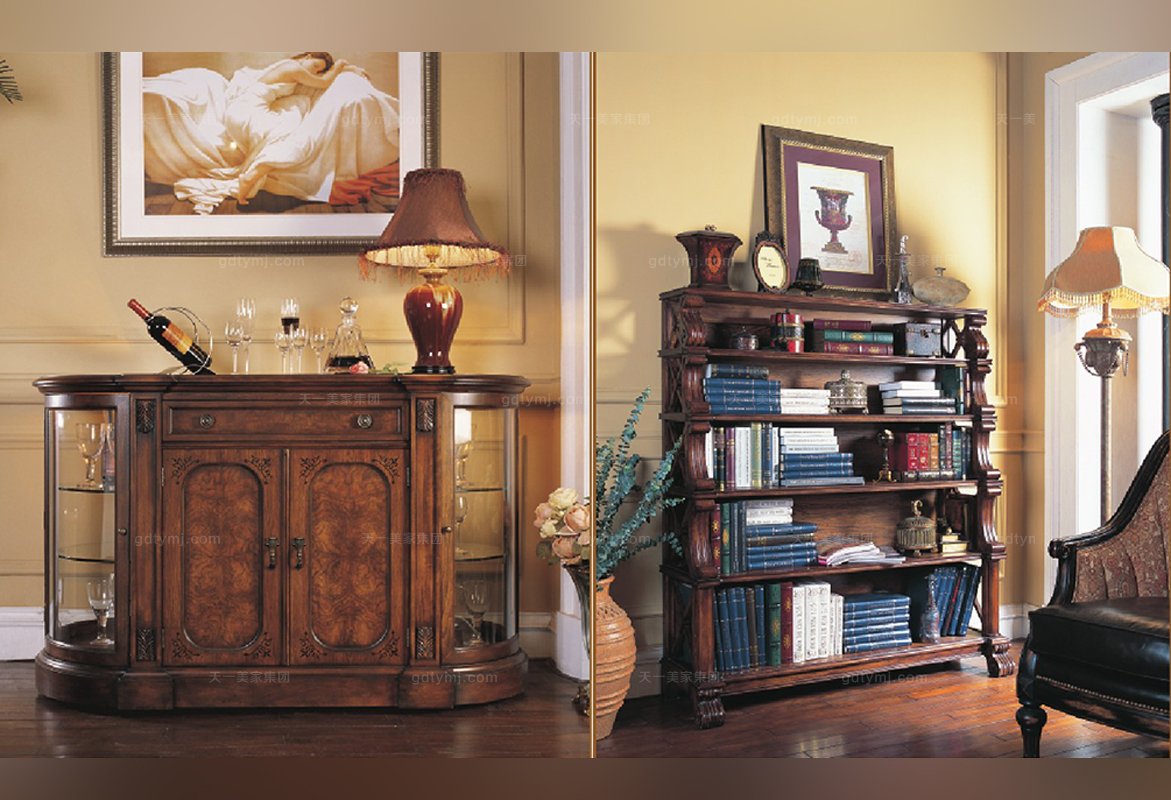 高端實木家具美式露木色多層書架