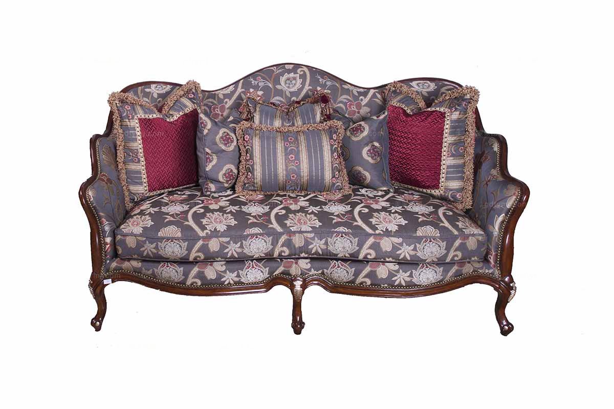 別墅會所美式花色布藝沙發