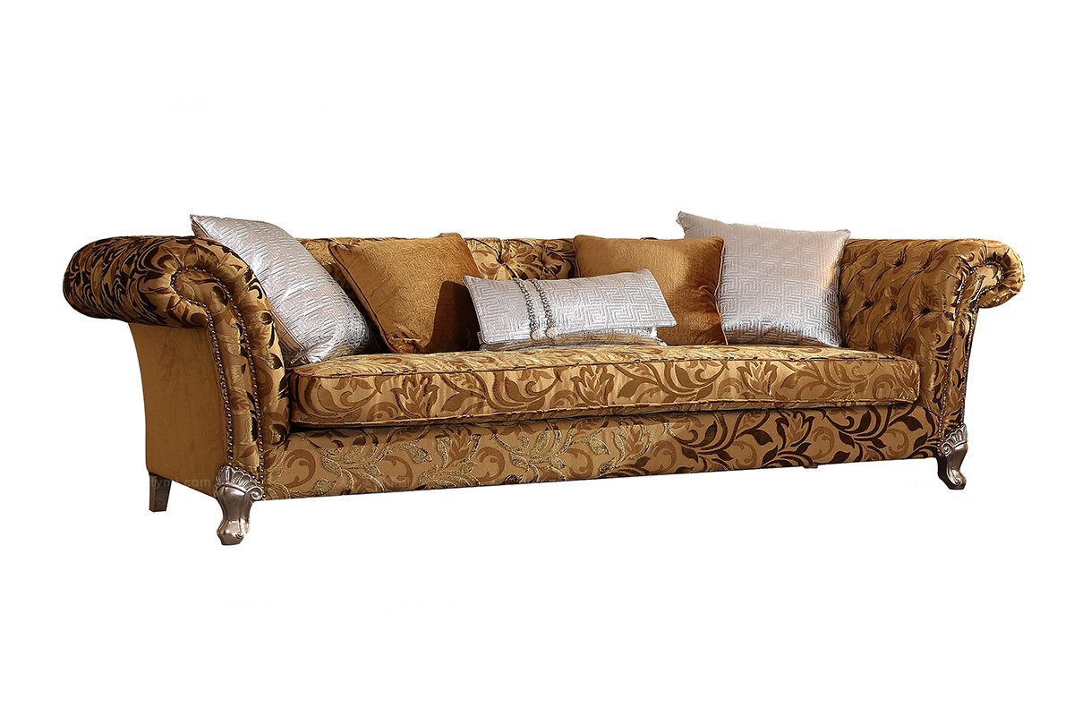 高端奢華新古典花布藝三人位沙發