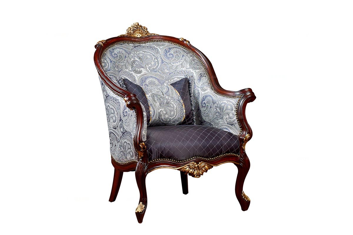 高端美式家具花紋布三位沙發