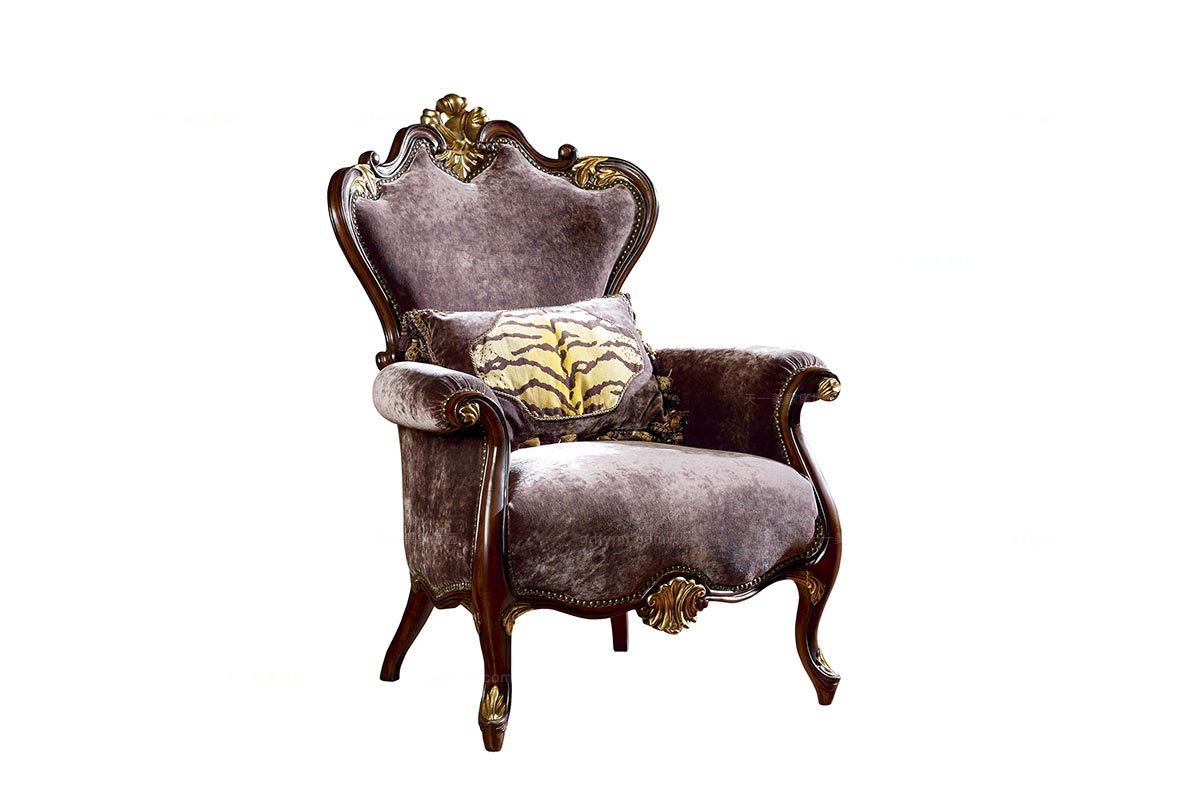 高端品牌雕花灰色系列三人位沙發