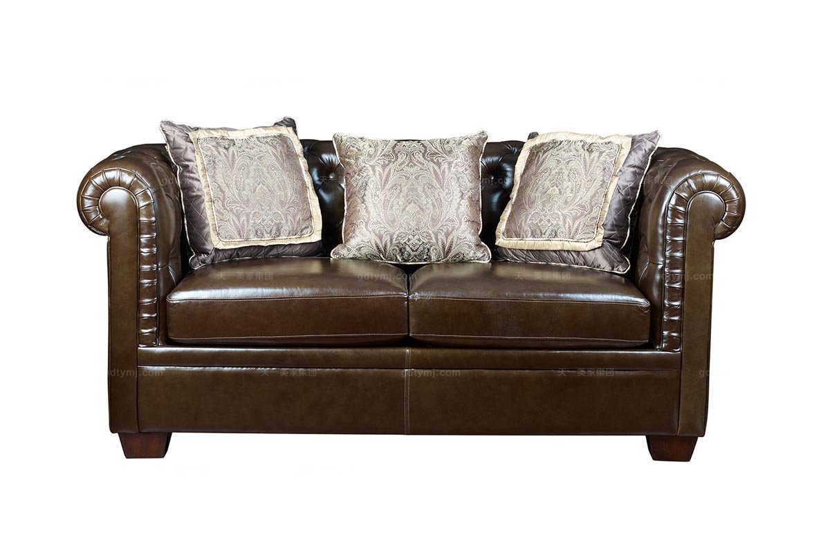 高端簡約別墅家具美式真皮沙發