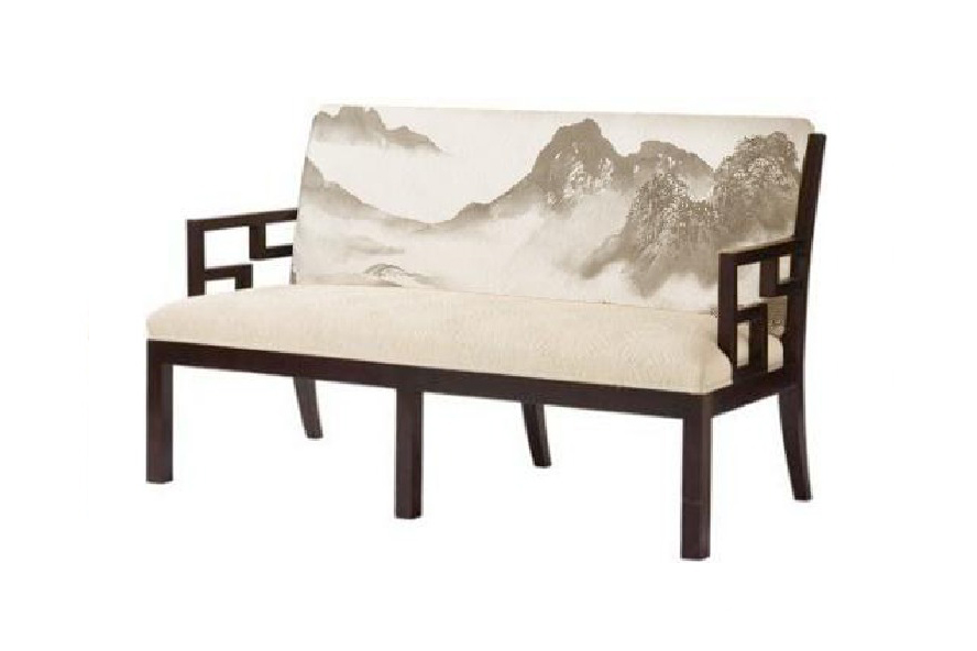 高端新中式家具沙發山水做舊雙人沙發