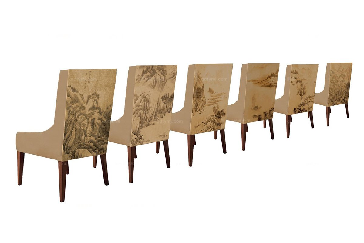 高端新中式山水單人沙發椅