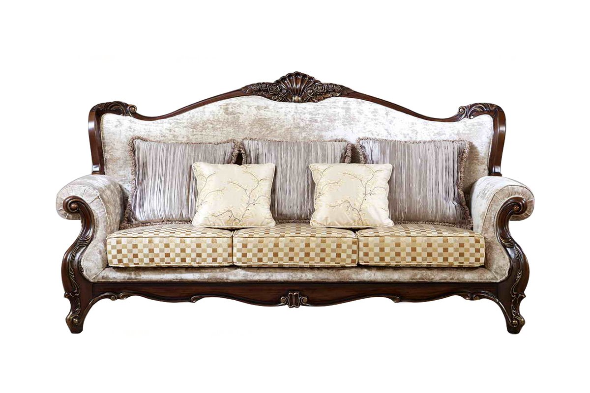 高端法式家具實木三人位沙發