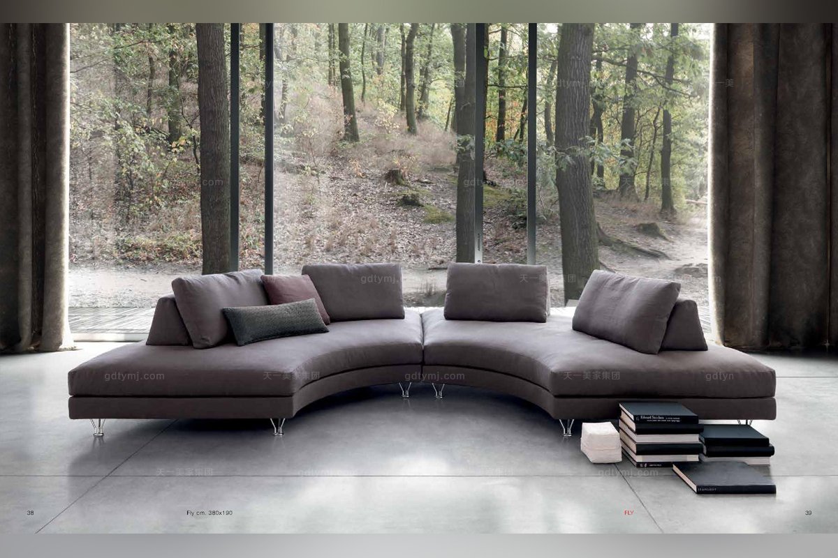 Dema高端時尚現代布藝弧形沙發
