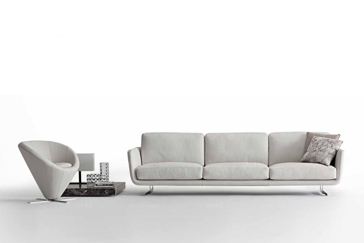 Dema高端時尚現代白色三人位沙發