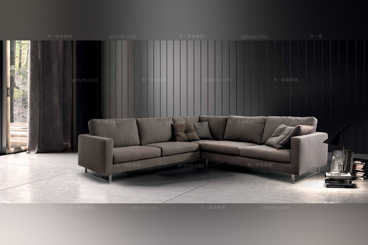 Dema高端時尚簡約現代深色三位轉角沙發