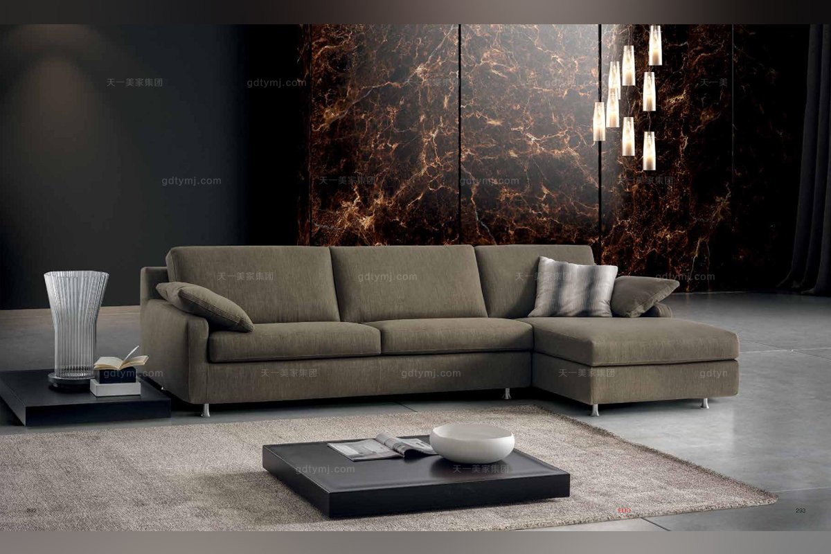  Dema高端時尚簡約淺綠色現代轉角沙發