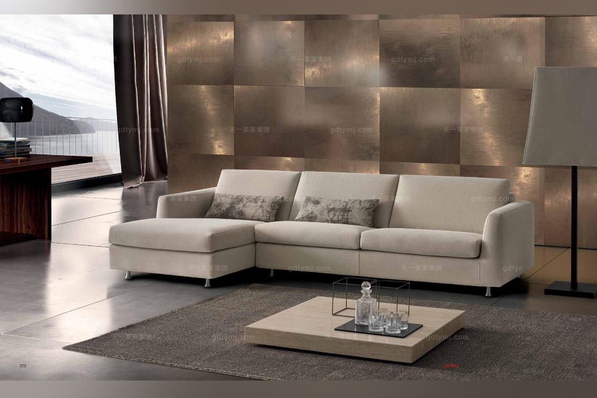 Dema高端品牌簡約現代米白色轉角沙發