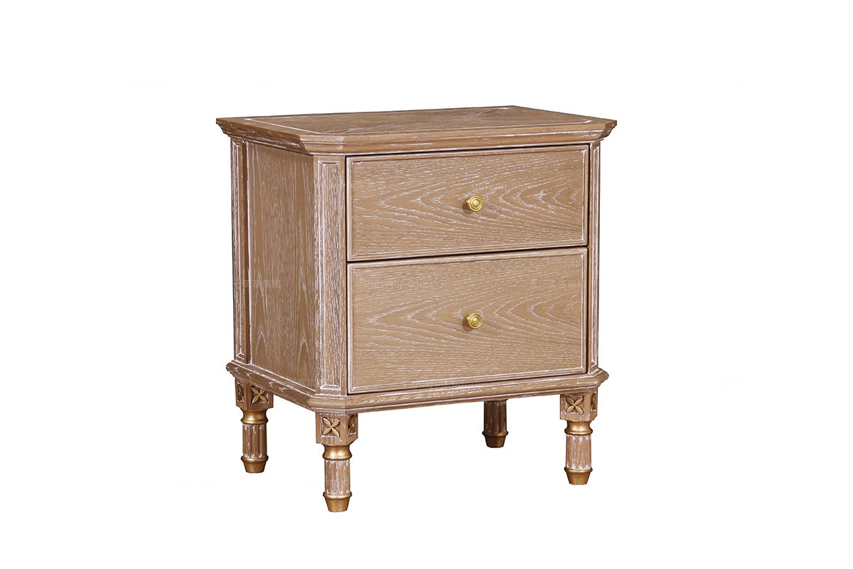 高端品牌純木色現代新古典床頭柜