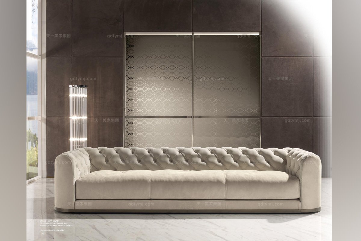 Longhi現代白色布藝三人沙發