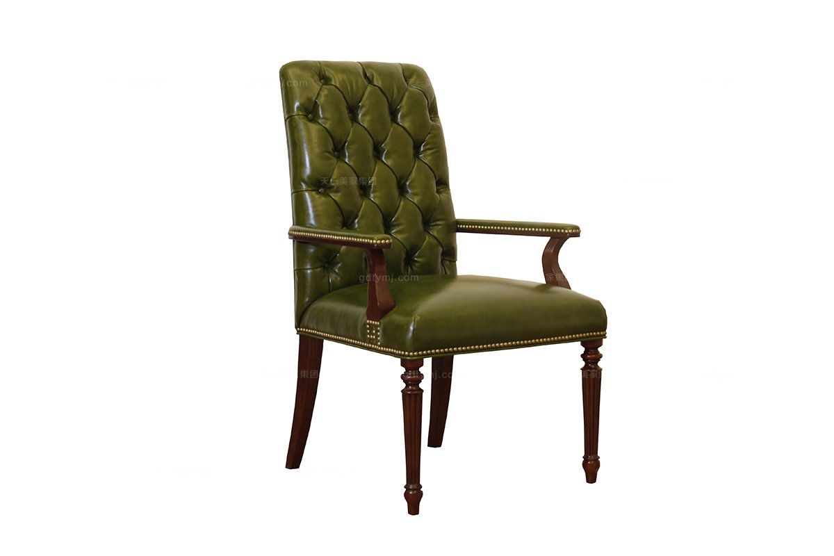 高端專業(yè)別墅家具品牌簡(jiǎn)約新古典綠色真皮書椅