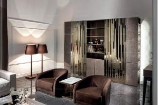 Longhi現代深棕色布藝單人位沙發