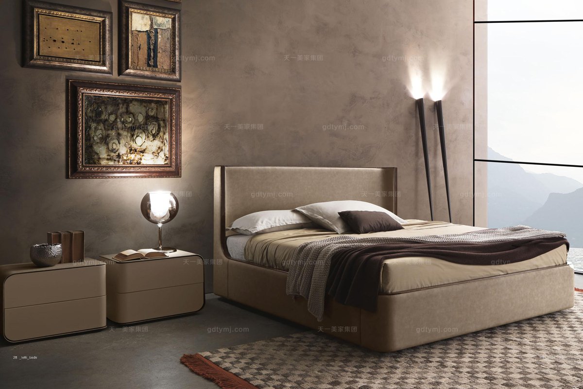 Presotto后現代米色布藝大床