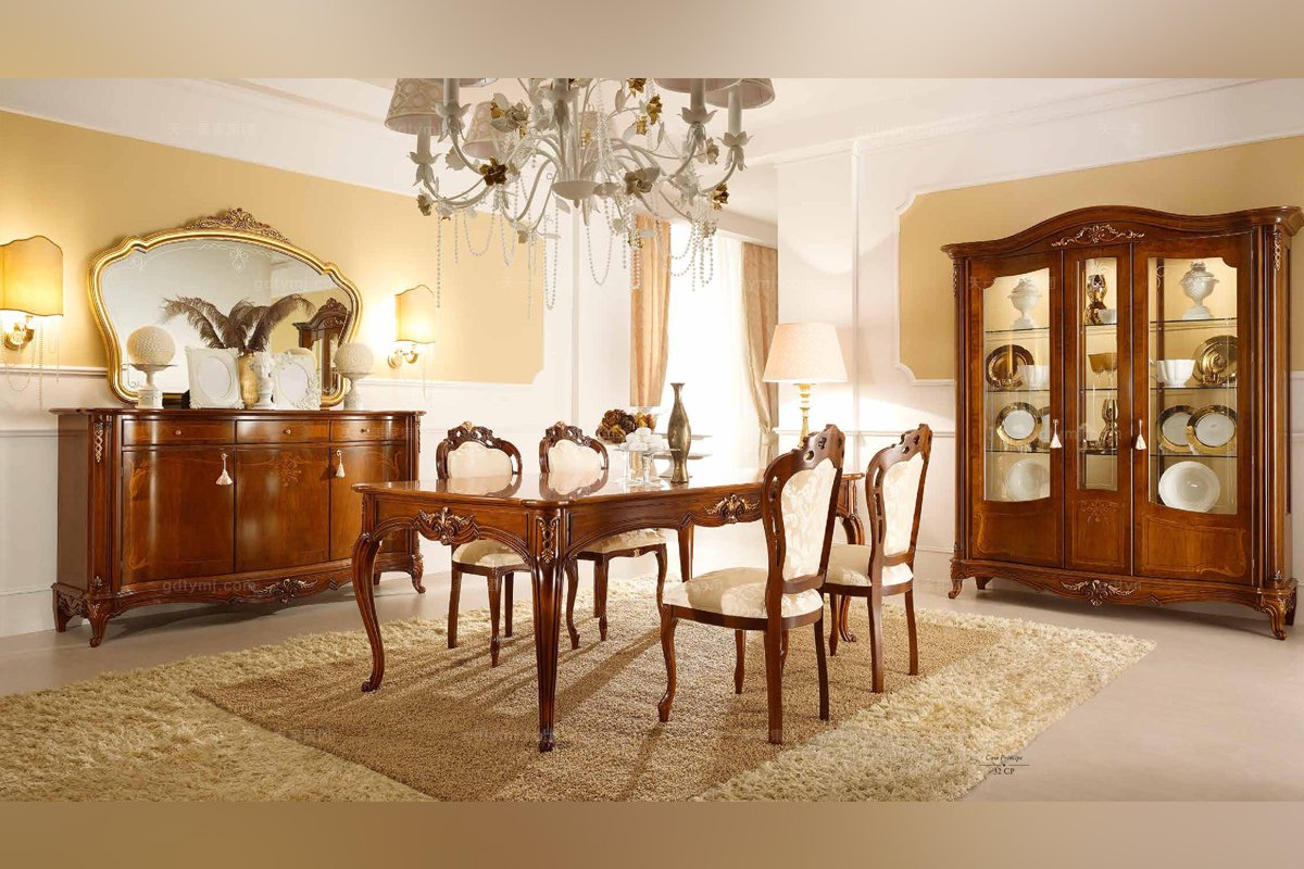 Valderamobili 意大利進(jìn)口法式高端品牌深色長餐臺+餐椅