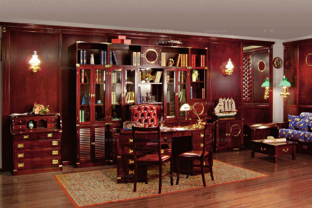 Caroti 卡若緹實木框架皮質書椅+深色書房系列