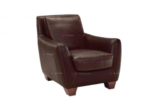 高端品牌現代意大利進口咖啡色真皮單人沙發