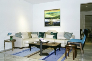 名貴別墅家具品牌自然主義白色轉角沙發