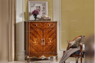高端別墅家具品牌法式實(shí)木花紋儲物柜