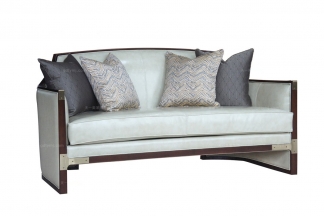 國內高端別墅家具品牌法式風格咖啡色二人位沙發