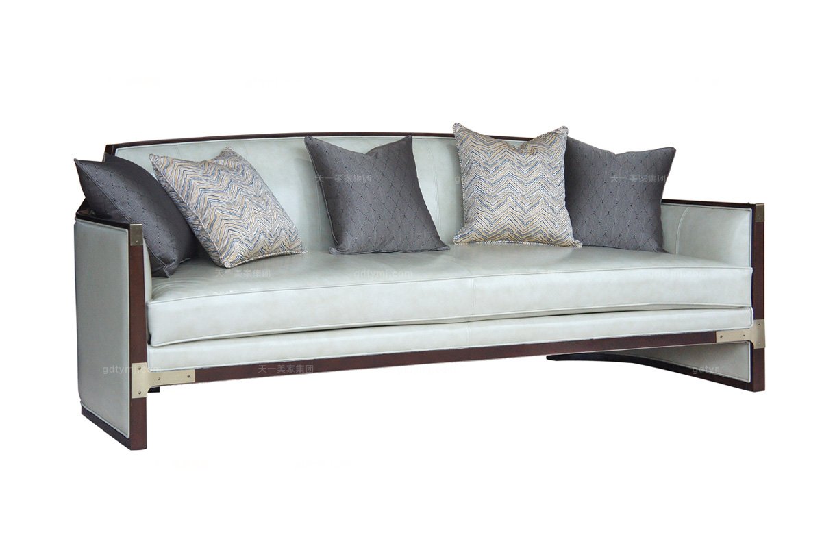 名貴會所別墅家具品牌法式風格咖啡色三人位沙發