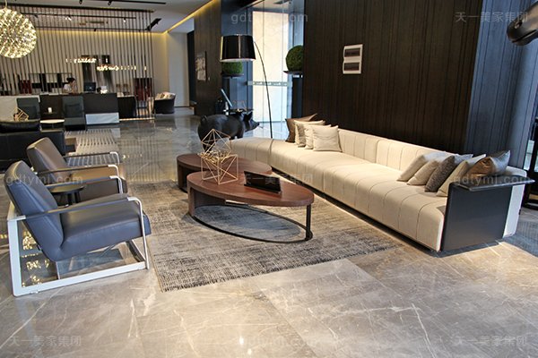 意式極簡奢高端家具現代客廳真皮布藝轉角沙發組合沙發