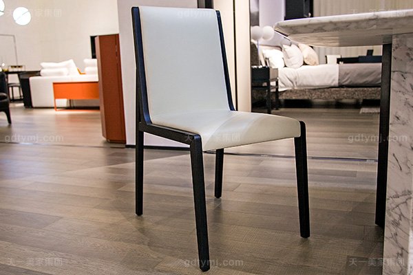 意大利極簡奢高端實木真皮餐桌椅家具組合餐椅