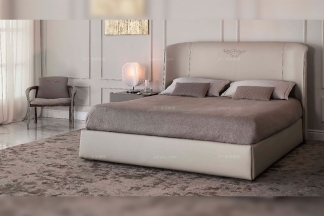 高端奢華大氣豪宅家具品牌后現代臥室家具米色真皮大床