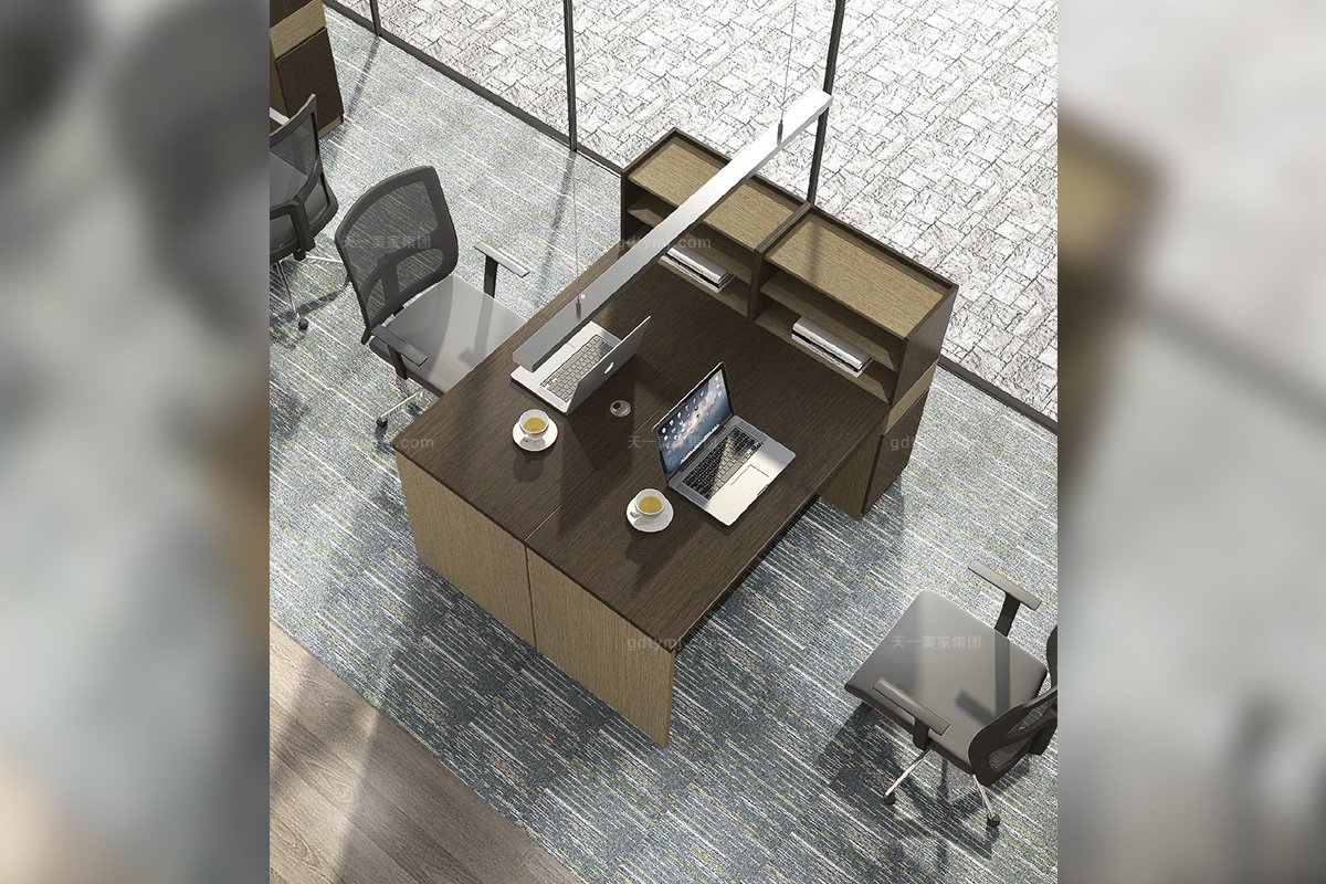 高端辦公家具品牌廠家銀行學校公司現代時尚原木色實木職員雙人辦公桌椅系列雙人辦公桌椅組合