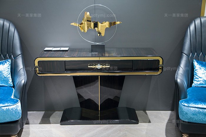 高端奢華家具別墅輕奢家具品牌后現代玄關臺+休閑椅