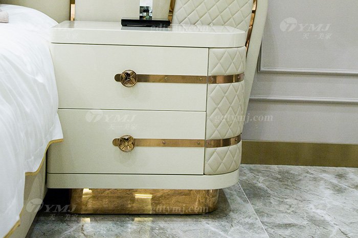 高端奢華別墅家具輕奢品牌臥室后現代雙人大床組合床頭柜