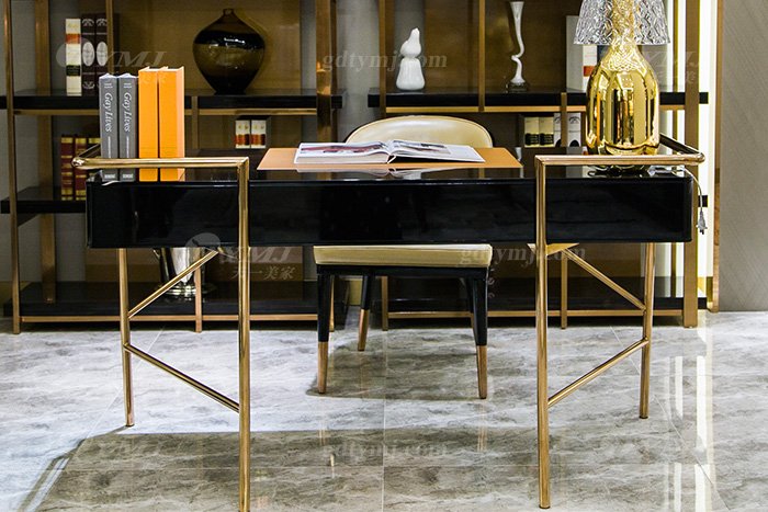 高端別墅家具品牌輕奢后現代書房家具時尚書桌椅組合書桌