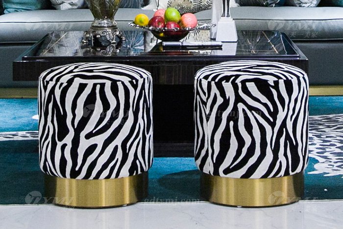 高端私家別墅家具品牌輕奢現代客廳家具時尚藍色真皮沙發組合腳踏