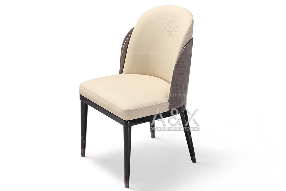 奢華別墅家具品牌輕奢后現代海圖藍色真皮餐廳餐桌餐椅組合系列餐椅