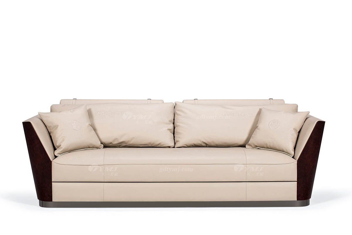 豪宅別墅家具奢華會所家具后現代輕奢客廳時尚頭層皮沙發組合四位沙發