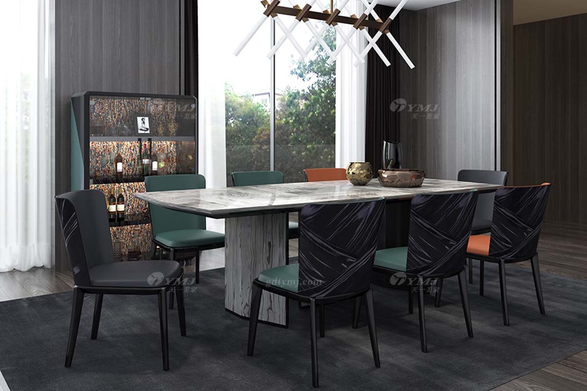 時尚奢華別墅會所家具品牌輕奢后現代餐廳餐桌椅組合