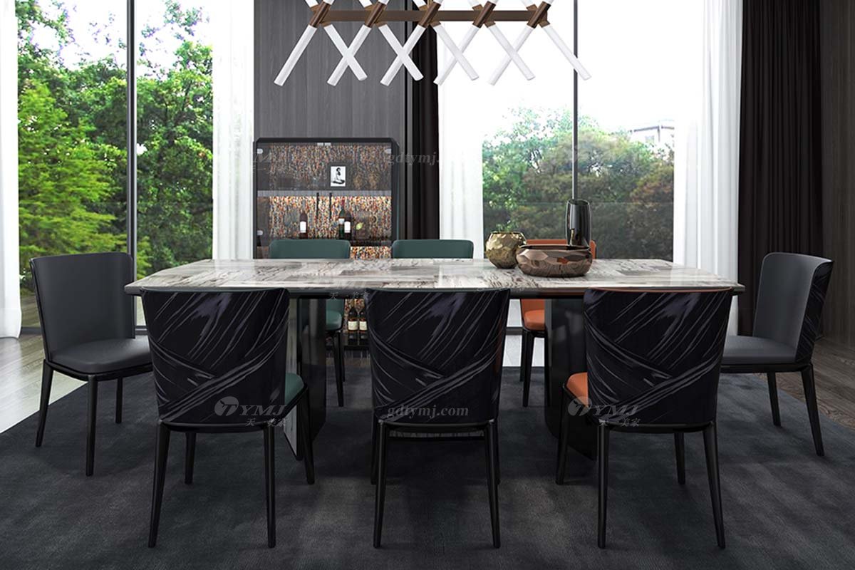 時尚奢華別墅會所家具品牌輕奢后現代餐廳餐桌椅組合餐桌椅組合