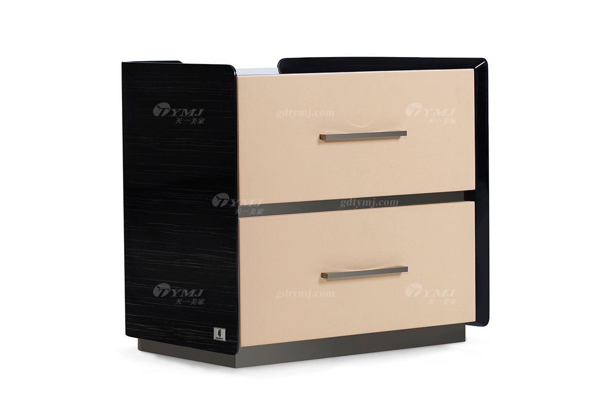 奢華別墅會所家具時尚樣板間家具輕奢后現代臥室真皮雙人大床系列床頭柜