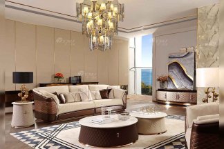 奢華別墅家具品牌樣板間家具輕奢后現代客廳真皮沙發組合系列